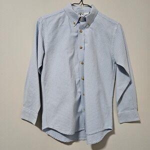 Kitestrings Boys Blue White Gingham Check Long Sleeve Button Down Shirt Cotton